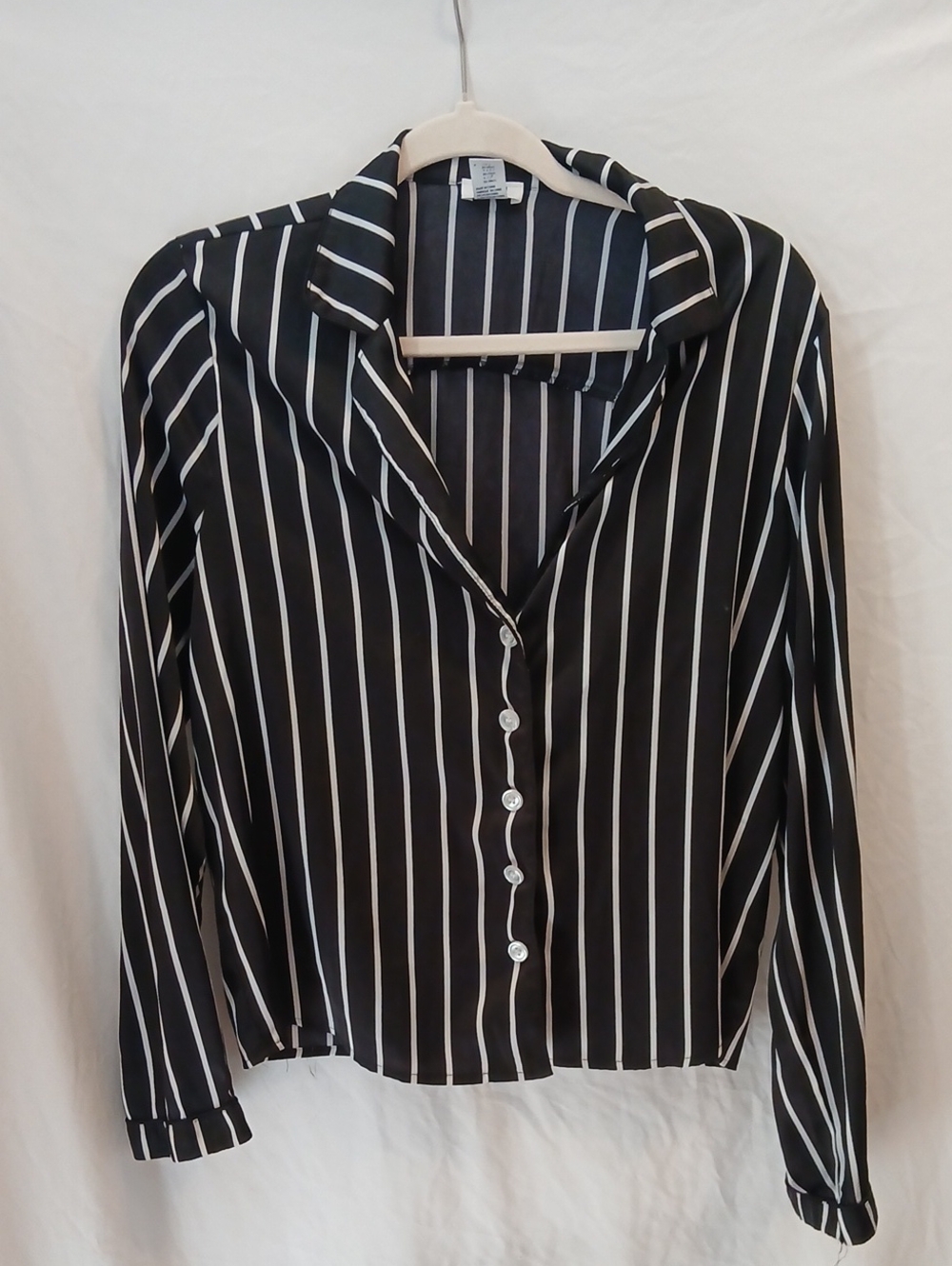 Forever 21 Black and White Vertical Stripe Button-Down Shirt
